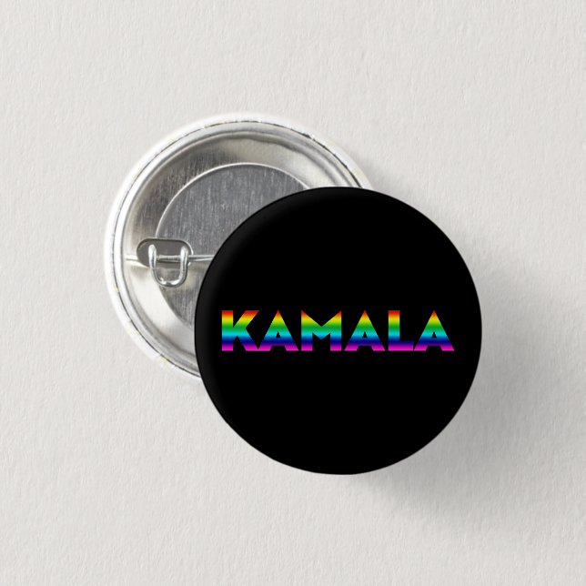 Kamala moderne Regenbogentypografie LGBT Stolz sch Button (Vorne & Hinten)