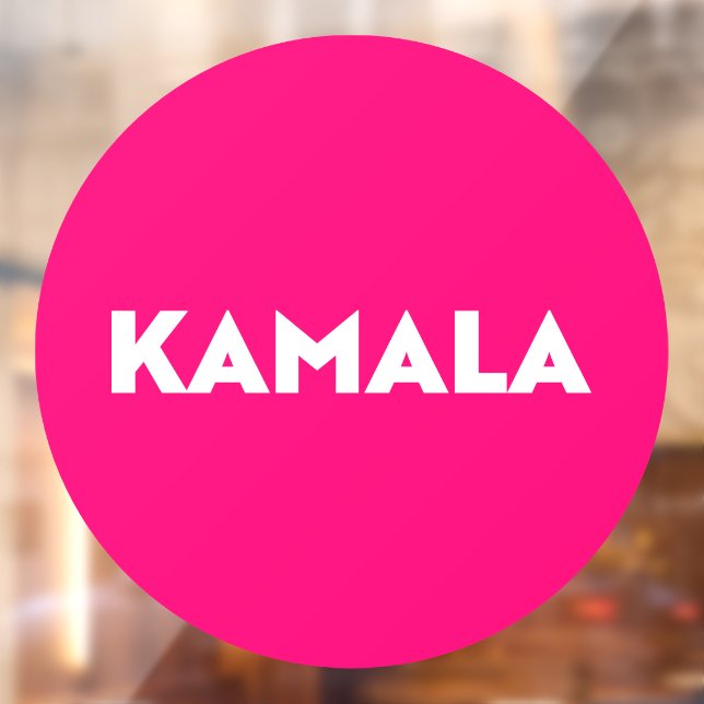 Kamala Moderne Typografie in heißen rosa rund Fensteraufkleber (Blatt 2)
