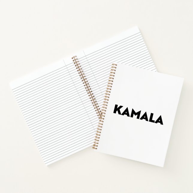 Kamala moderne Typografie minimalistisch Schwarz-w Notizbuch (Innenseite)
