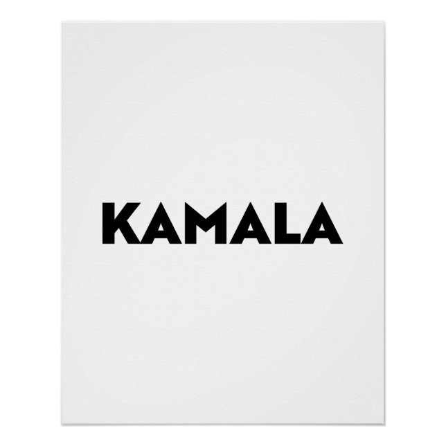 Kamala moderne Typografie minimalistisch Schwarz-w Poster (Vorderseite)