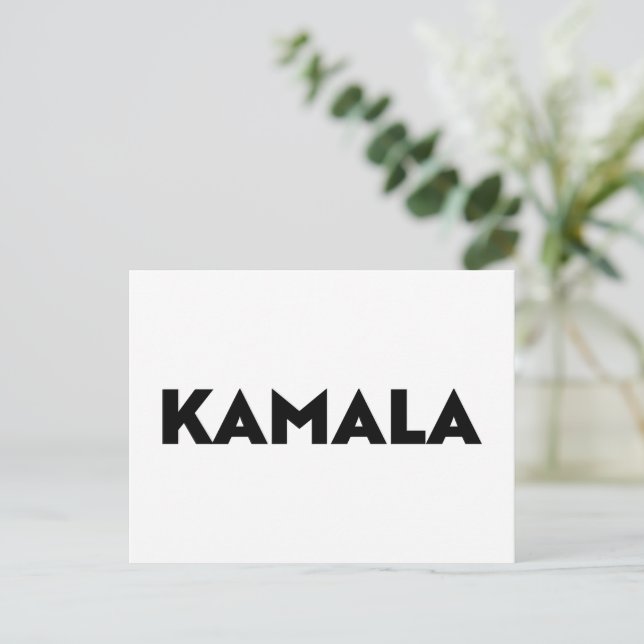 Kamala moderne Typografie minimalistisch Schwarz-w Postkarte (Stehend Vorderseite)