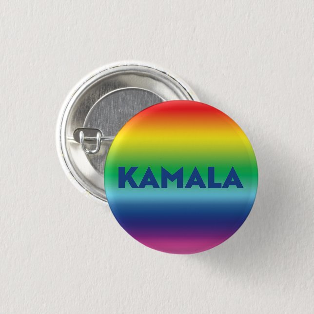 Kamala moderner Regenbogen-Gay Pride Button (Vorne & Hinten)