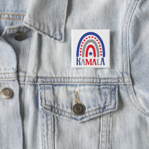 Kamala Political Boho Patriotic Rainbow Modern Button