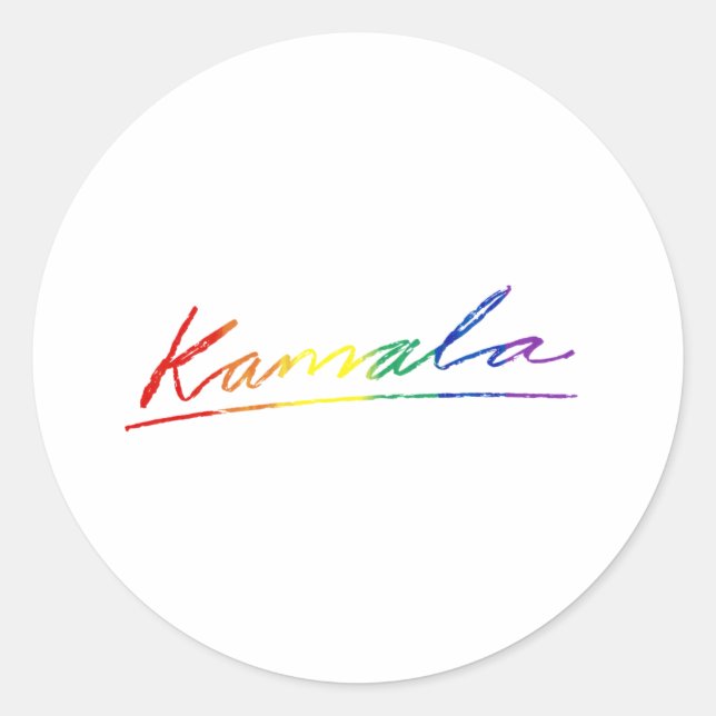 Kamala Pride Unterschrift Runder Aufkleber (Vorderseite)