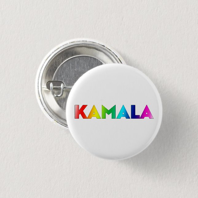 Kamala Regenbogen-Gefälle Moderne Typografie Stolz Button (Vorne & Hinten)