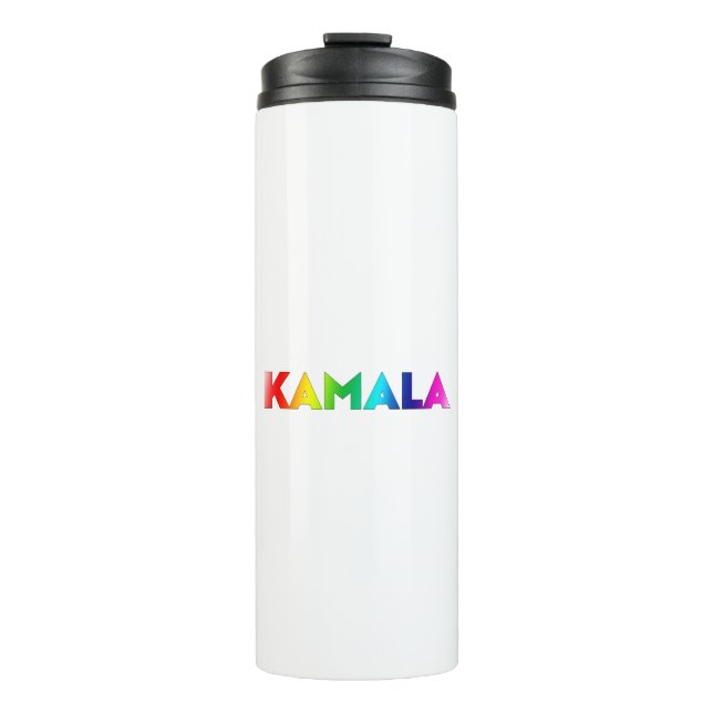Kamala Regenbogen-Gefälle Moderne Typografie Stolz Thermosbecher (Vorderseite)