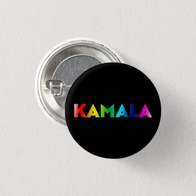 Kamala Regenbogengradition Moderne Typografie schw Button (Vorne & Hinten)