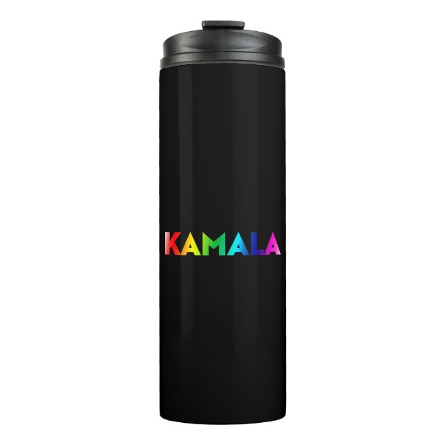 Kamala Regenbogengradition Typografie Stolz schwar Thermosbecher (Vorderseite)