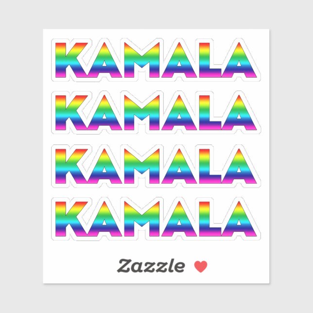 Kamala Regenbogentypografie Gay Pride vier Aufkleber (Blatt)
