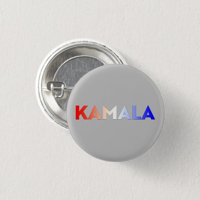 Kamala Rot-Blau-Gradiententypografie grau Button (Vorne & Hinten)