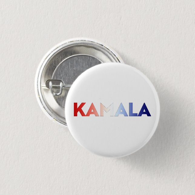 Kamala Rot-Blau-Typografie patriotisch Button (Vorne & Hinten)