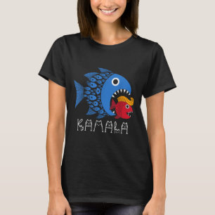 Kamala über Trump Blaue Welle Großer Fisch frisst T-Shirt