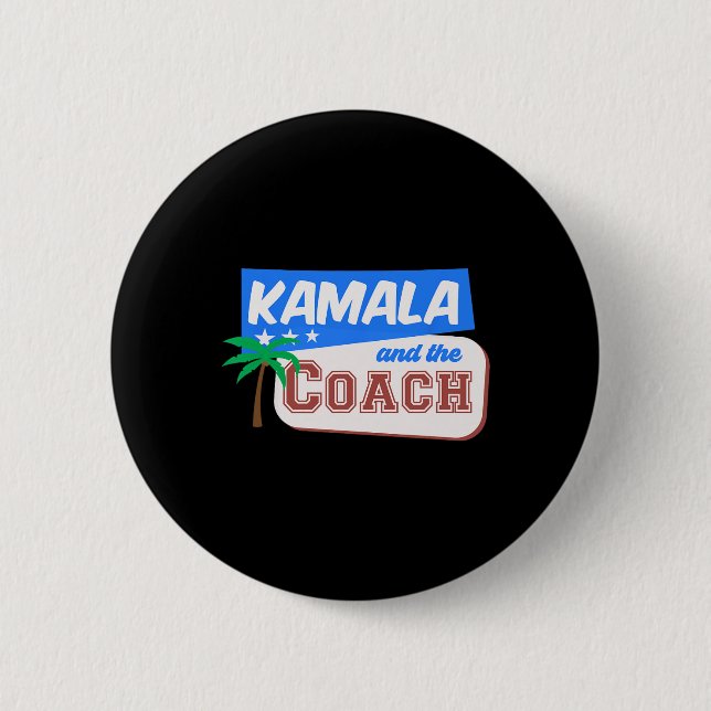 Kamala und der Coach Harris Wheimer-Kampagne 2024 Button (Vorderseite)