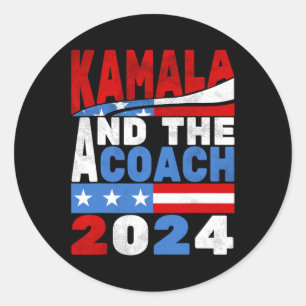 Kamala und die Coach Cat Lady Election 2024 Runder Aufkleber