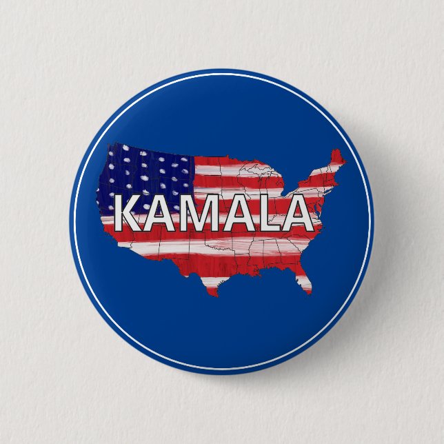 Kamala und USA in Flaggenfarben Button (Vorderseite)