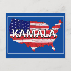 Kamala und USA in Flaggenfarben Postkarte