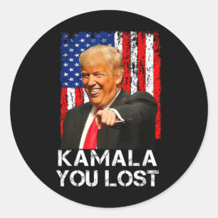 Kamala You Lost Funny Trump lachen über Kamala Har Runder Aufkleber