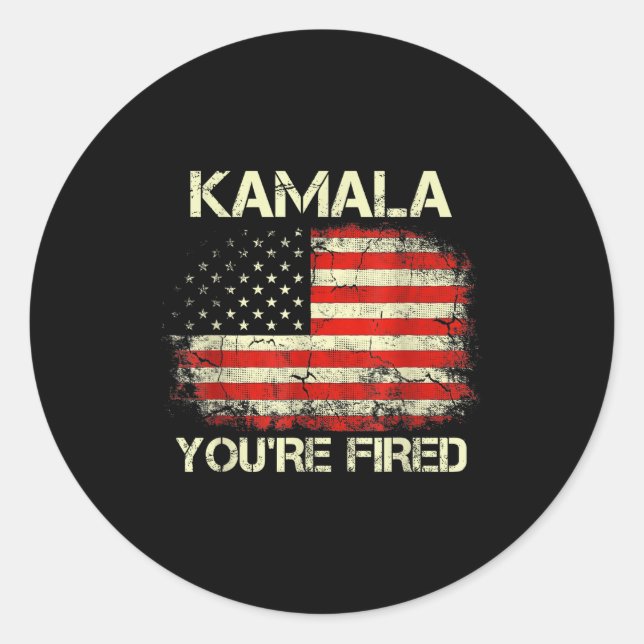Kamala You're Fired Funny Anti Kamala Harris Elect Runder Aufkleber (Vorderseite)