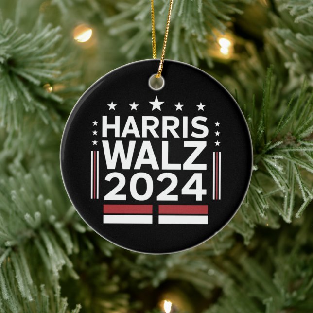 KamalaHarris TimWaltz 2024 Keramik Ornament (Baum)