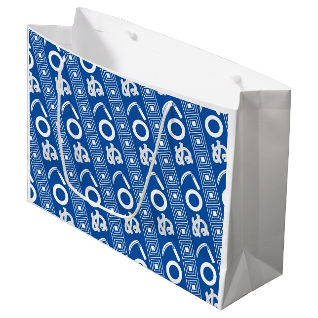 Kamawanu Edo-Stil Grafikmuster Große Geschenktüte (Vorderseite Schrägansicht)