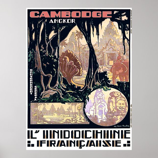 Kambodscha, Angkor, Indochine, Vintage Asienreise Poster (Vorne)