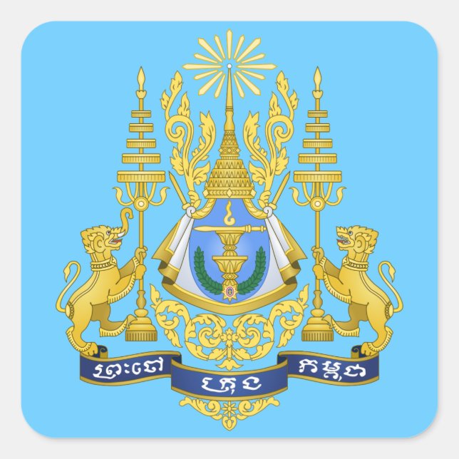 Kambodscha-Emblem Quadratischer Aufkleber (Vorderseite)