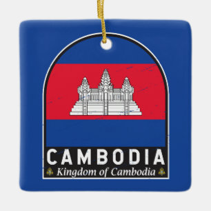 Kambodscha-Flagge-Emblem abgenutzt Vintage Keramikornament