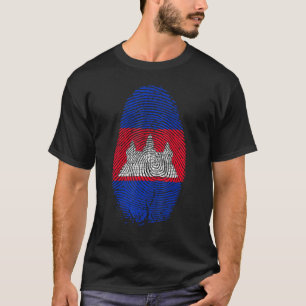 Kambodscha-Flagge Fingerabdruck in meinem DNS-Kamb T-Shirt