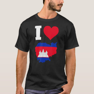Kambodscha-Flagge I Liebe Kambodscha T-Shirt