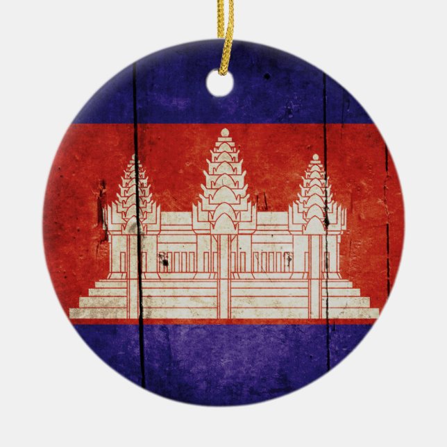 Kambodscha-Flagge; Kambodscha; Khmer Keramikornament (Vorne)