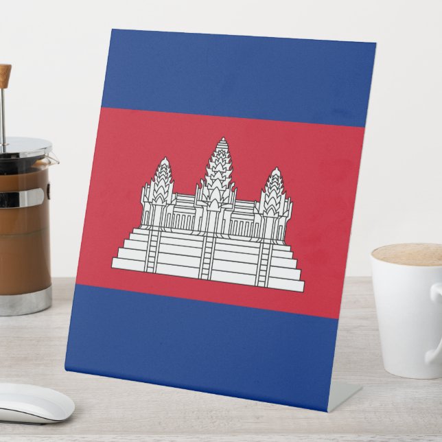 Kambodscha-Flagge Sockelschild (In Situ)