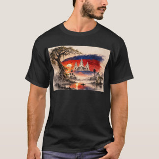 Kambodscha-Flagge-Sonnenuntergang T-Shirt