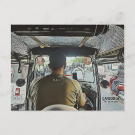 Kambodscha In einem Tuk Tuk, individualisierbare D Postkarte