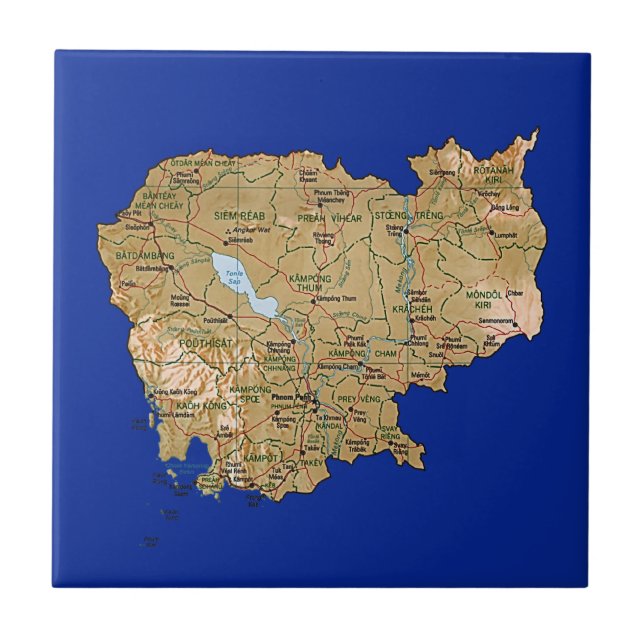 Kambodscha-Karten-Fliese Fliese (Vorderseite)