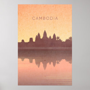 Kambodscha Minimal Reiseplakat Poster
