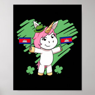 Kambodscha Proud Kambodschanische Flagge St. Patri Poster