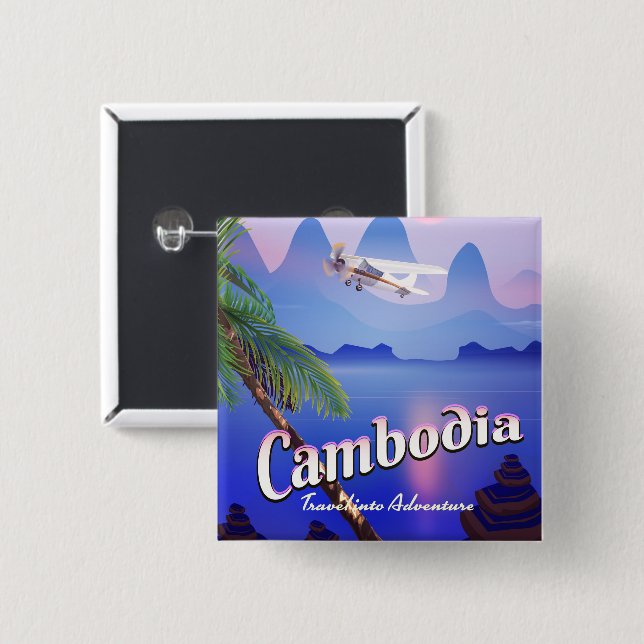 Kambodscha 'Reise in das Abenteuer' Button (Vorne & Hinten)