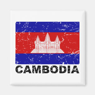 Kambodscha Vintage-Flagge Magnet