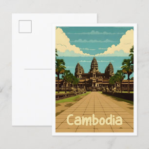 Kambodscha Vintage Reise Postkarte