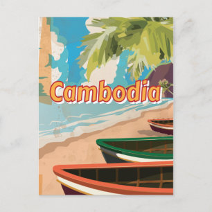 Kambodscha Vintage Reiseplakat Postkarte