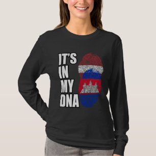 Kambodschanische und lettische DNA-Erbeflagge gemi T-Shirt
