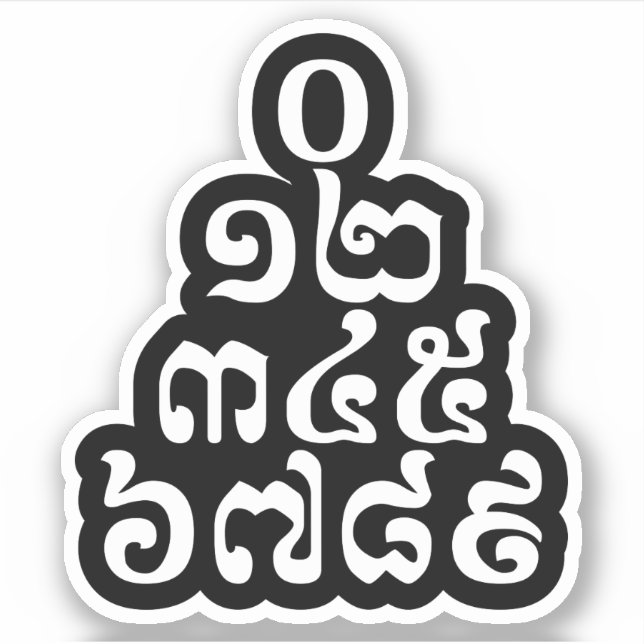 Kambodschanische Zahlen Pyramide - 0 12 345 6789 K Aufkleber (Vorderseite)