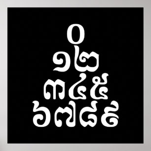 Kambodschanische Zahlen Pyramide - 0 12 345 6789 K Poster