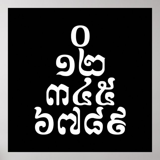 Kambodschanische Zahlen Pyramide - 0 12 345 6789 K Poster (Vorne)