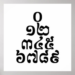 Kambodschanische Zahlen Pyramide - 0 12 345 6789 K Poster