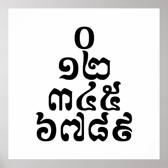 Kambodschanische Zahlen Pyramide - 0 12 345 6789 K Poster (Vorne)