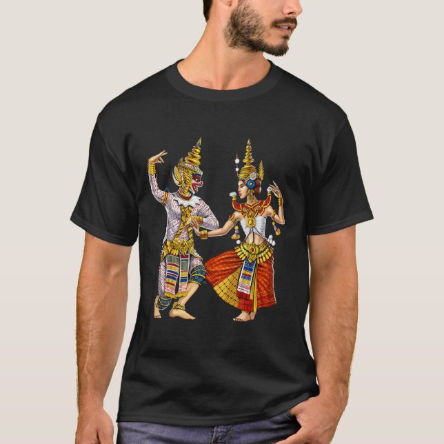 Kambodschanischer Khmer Traditioneller Tanz Apsara T-Shirt (Vorderseite)