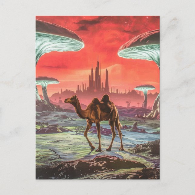 Kamel auf einer anderen Planet-Postkarte Postkarte (Vorderseite)