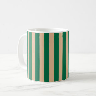 Kamel-Beige und klassische grüne Streifen Kaffeetasse