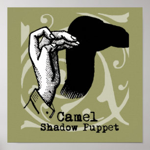 Kamel-Handpuppen-Schatten-Spiele Vintage Poster